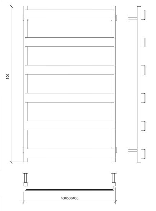 Полотенцесушитель водяной 80x50 Кродо (черный) Secado арт. 4673739252130