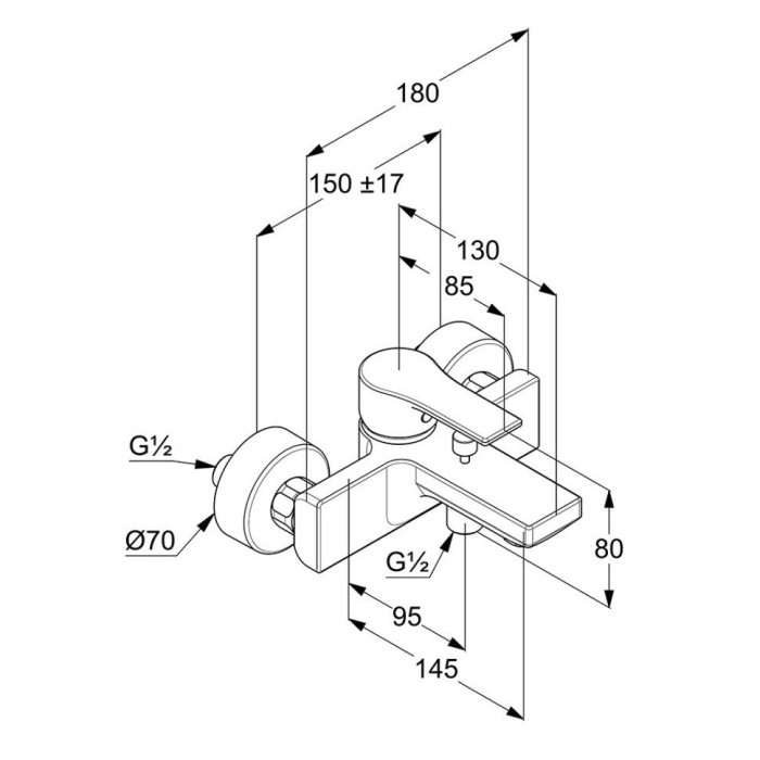 Однорычажный смеситель для ванны и душа, zenta sl Kludi, хром - 486700565