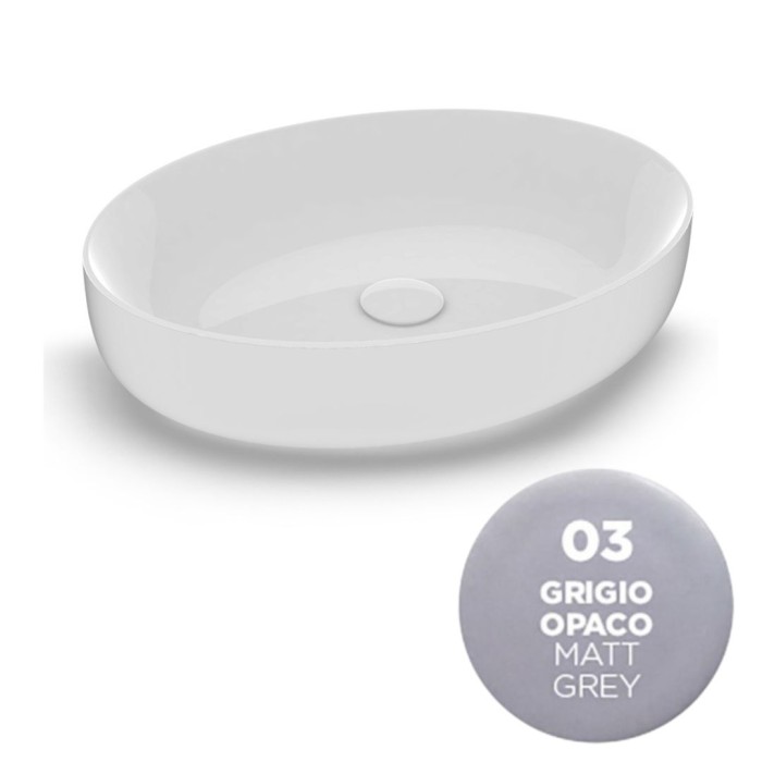 Накладная раковина, 55x42xh14 см, Olympia ceramica Metamorfosi, серый матовый арт. MET42O6003
