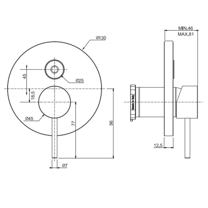 Fima Carlo Frattini Смеситель для душа, встраиваемый, с переключателем на 2 источника, Spillo Up, F3039E2OR цвет: золото