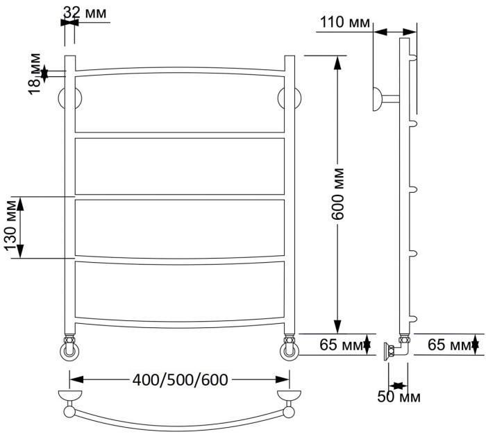 Полотенцесушитель водяной латунный  Милан 1 (бронза) Secado арт. 4603777476991