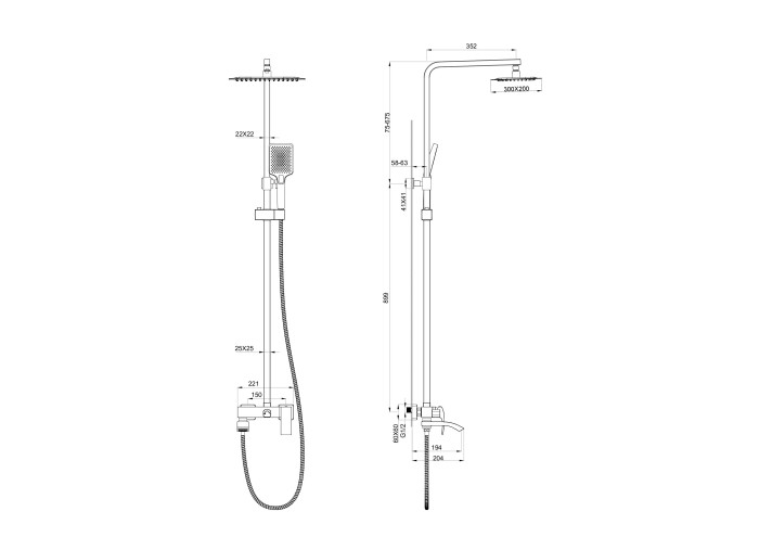 Душевая система, Wonzon & Woghand Fit, WW-88739009-BG цвет: золото