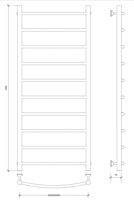 Полотенцесушитель водяной 120x60 Милан 1 (черный) Secado арт. 4673739226216