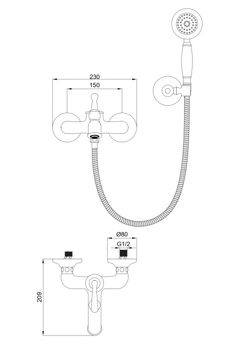 Смеситель для ванны с душем, Wonzon & Woghand Steam, WW-88639008-BG цвет: золото
