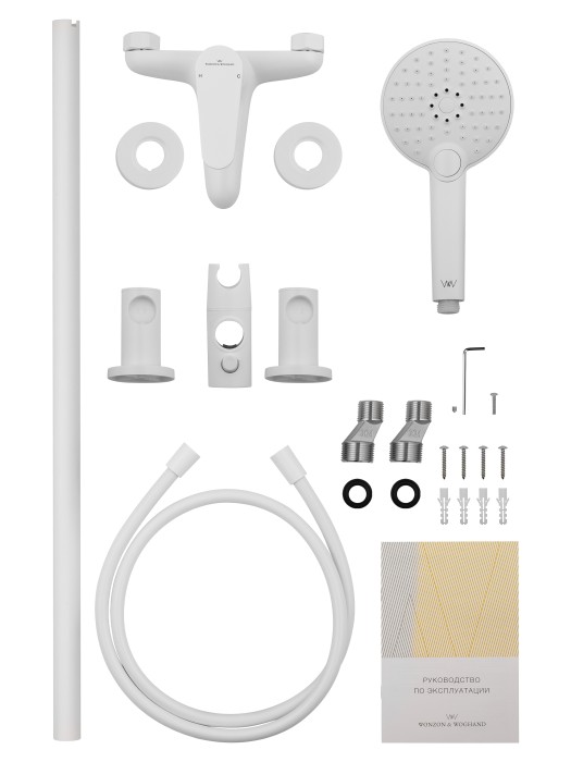 Смеситель для ванны с душевым гарнитуром, Wonzon & Woghand Alfa, WW-AE3205-MW цвет: белый