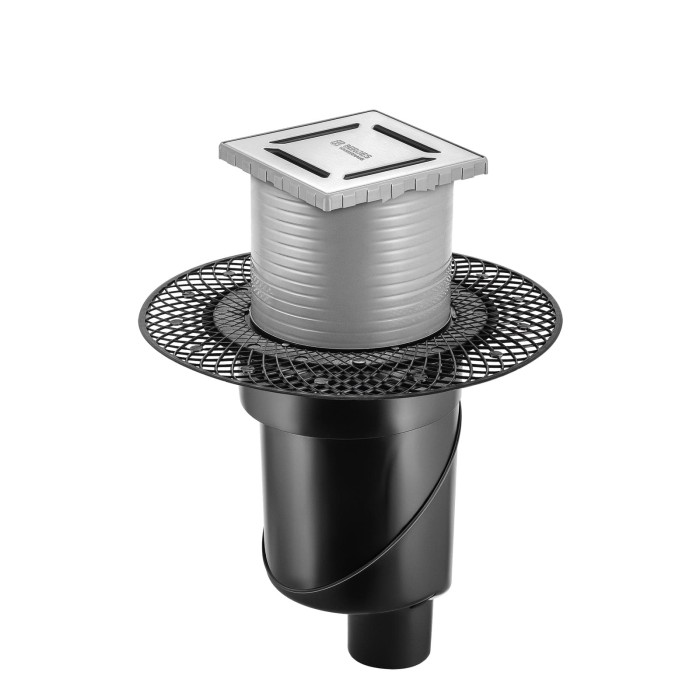 Душевой трап BERGES PLATZ Norma 100х100, матовый хром, S-сифон D50/105 H50, арт.090058