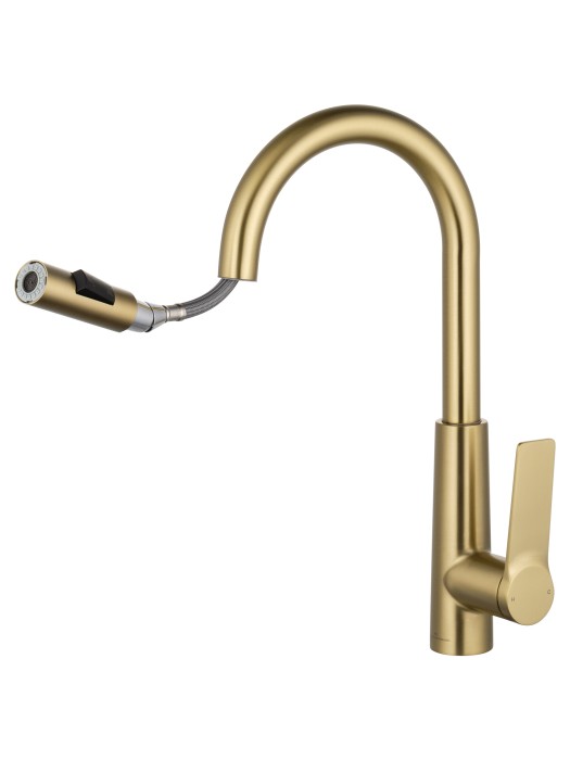 Смеситель для кухни с выдвижным изливом, Wonzon & Woghand, WW-A20782-BG цвет: золото