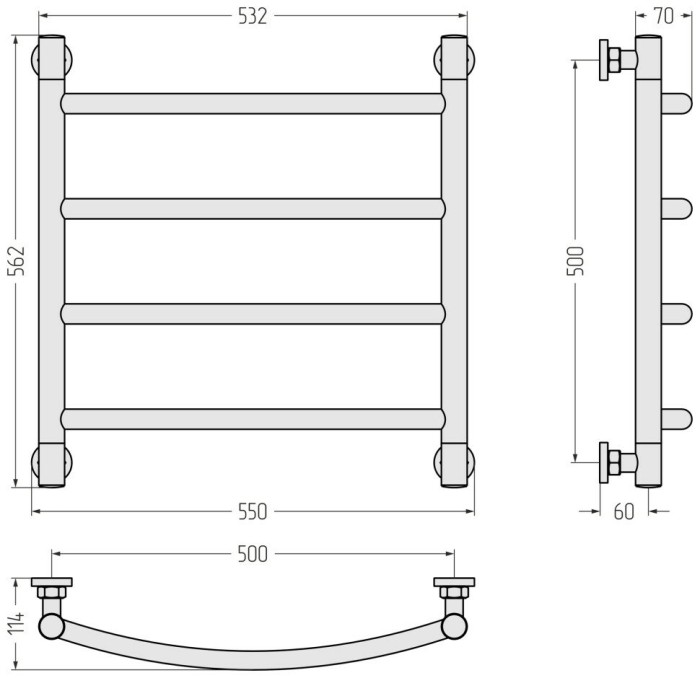 Сунержа Водяной полотенцесушитель 500x500, Галант+, 30-0200-5050 цвет: матовый белый