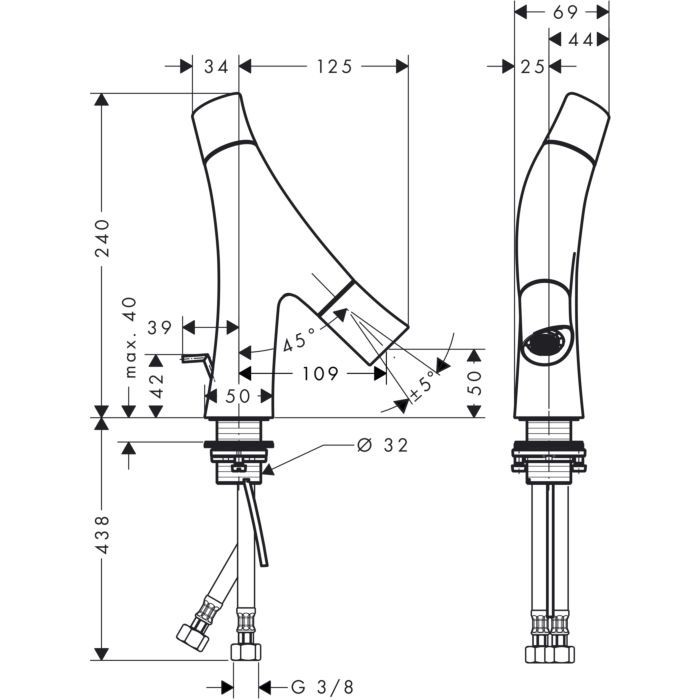 Смеситель для раковины Starck Organic Axor, сталь арт. 12014800