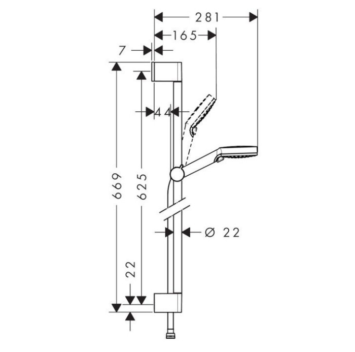 Душевой гарнитур Vario со штангой 65см Crometta Hansgrohe, белый, хром арт. 26532400