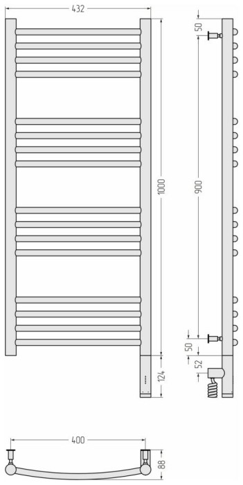 Сунержа Электрический полотенцесушитель 1000x400, Богема 3.0, 051-5803-1040 цвет: состаренная латунь