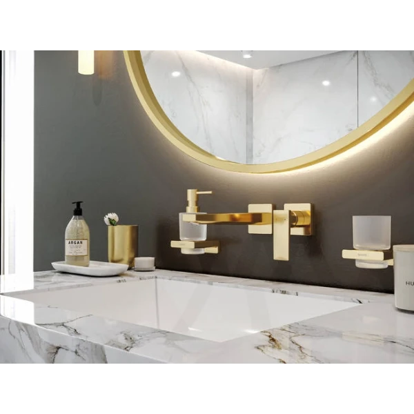 Смеситель для раковины скрытого монтажа, настенный, Hansgrohe, золото арт. 32526990