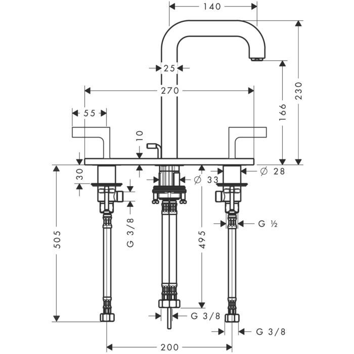 Смеситель для раковины Citterio Axor, шлифованная бронза арт. 39136140