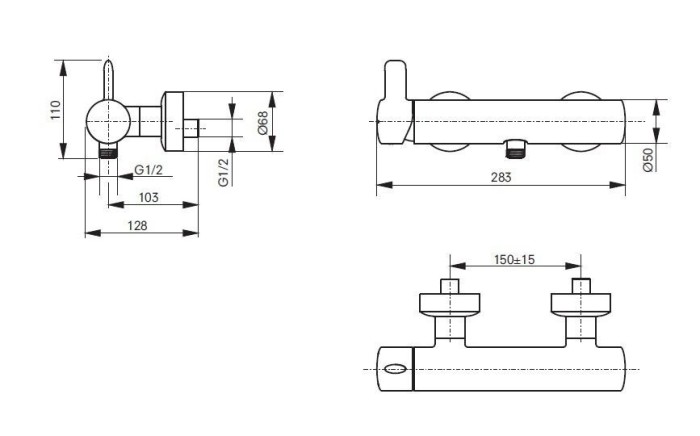 Смеситель для душа, настенный, NC/R TOTO, VMB34 цвет: хром