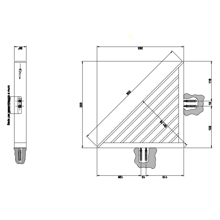 Полочка-решетка угловая для ванны или душа, подвесная, Gessi Rettangolo, хром арт. 20861#031