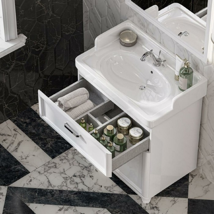 Тумба напольная с ящиком и дверцами 80см, Pompei Kerama Marazzi, белый - PO.N.80.1\WHT