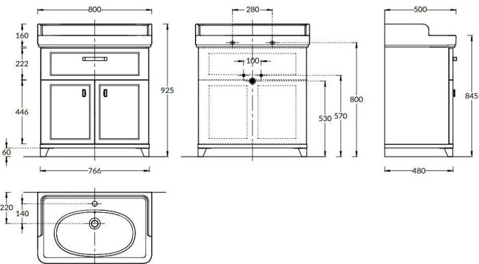 Тумба напольная с ящиком и дверцами 80см, Pompei Kerama Marazzi, белый - PO.N.80.1\WHT