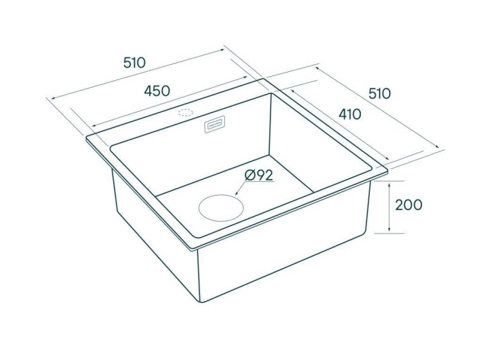 Мойка для кухни нержавеющая 510х510мм Paulmark VELTEN, брашированная нерж. сталь - PM905151-BS