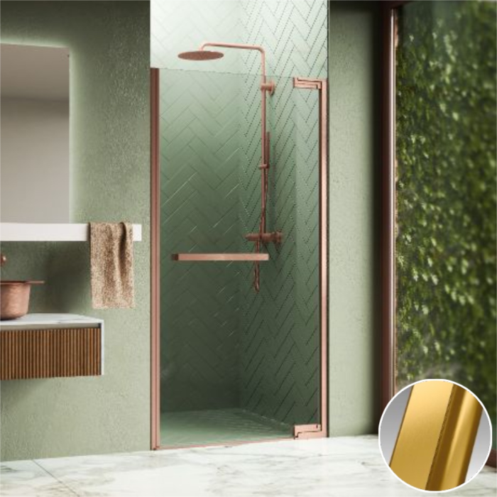 Дверь в нишу распашная 90 см (88,5-90x200) золото, Novellini N180, N1801B90-1P