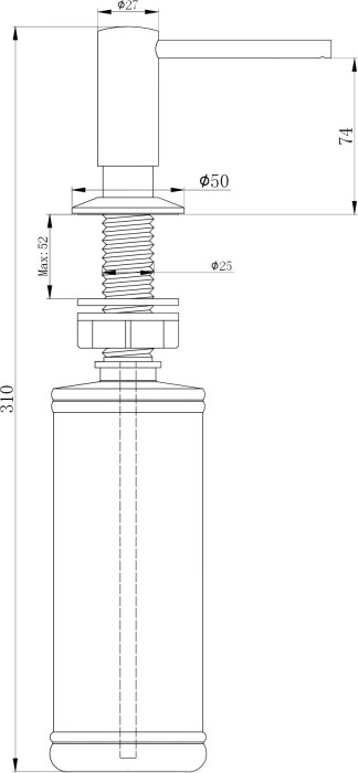 Дозатор для кухни Paulmark DECUS, брашированное золото - D004-BG