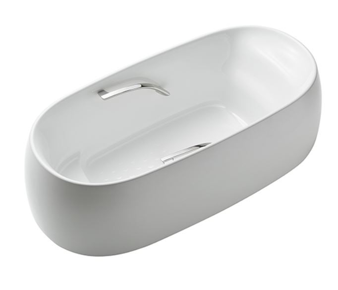 Ванна из искусственного камня TOTO Flotation PJY1744 170х83см отдельностоящая, с ручками, цвет белый