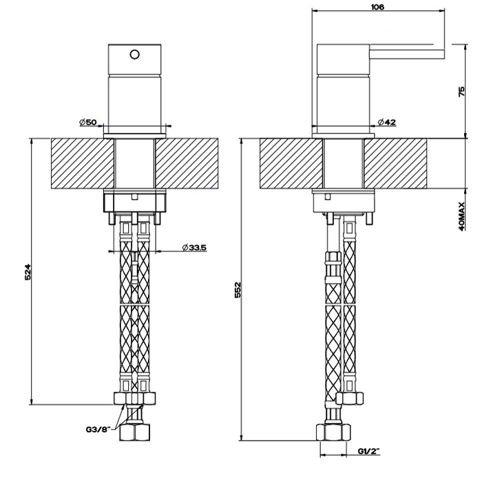 Рычаг удаленного управления, Gessi Flessa, шлифованная сталь арт. 54005#239