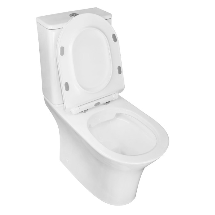 Унитаз-компакт 650х340х770 напольный, безободковый с бачком и сиденьем микролифт, Azario FRETTA ROUND арт. AZ-1217 + AZ-1216