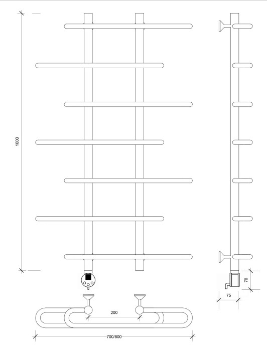 Полотенцесушитель электрический 100x20x80 Венеция 4 Secado арт. 4673739234129