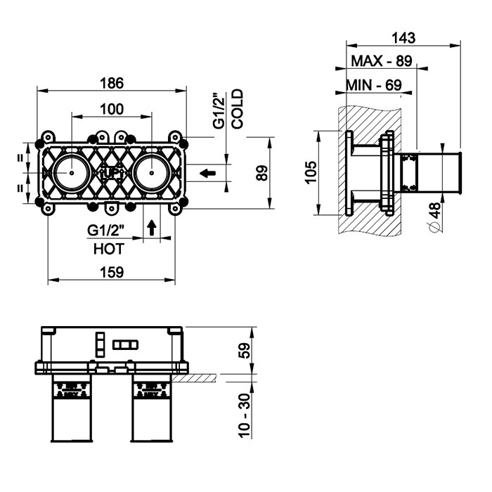 Встраиваемая часть для смесителя с изливом, Gessi Emporio Via tortona, арт. 38498#031