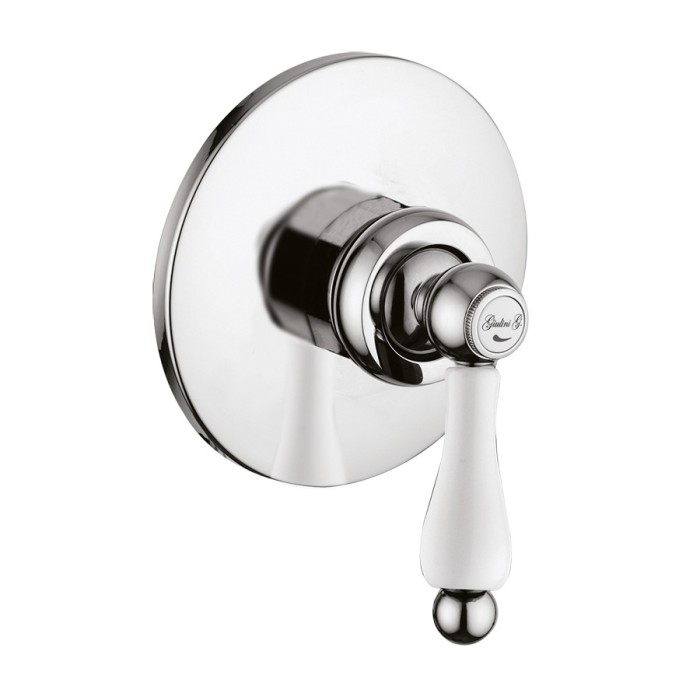 Однорычажный встроенный смеситель для душа, ручка белая керамика, Giulini Hermitage, хром арт. 4415CE