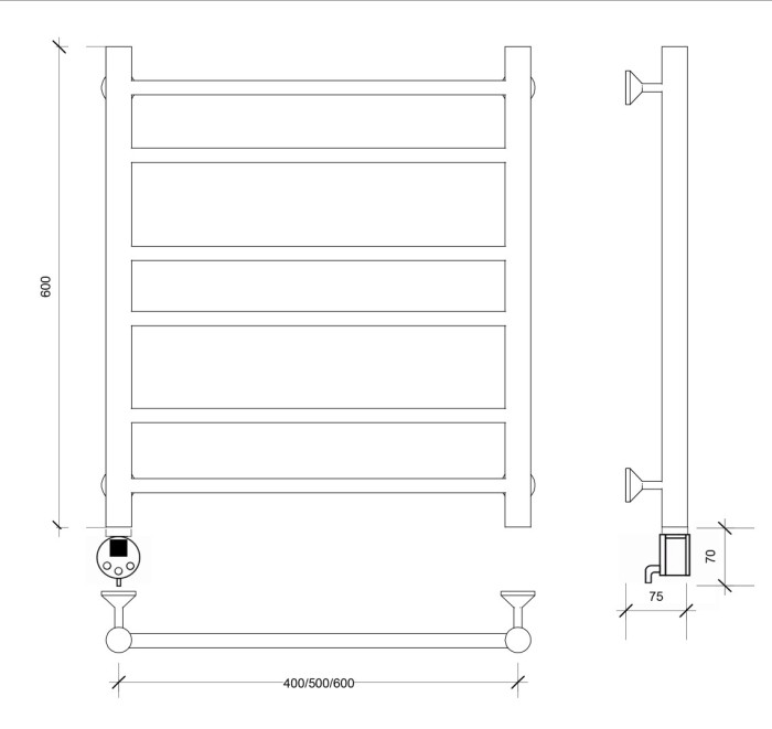 Полотенцесушитель электрический 60x40 Триада 2 Secado арт. 4673739242834
