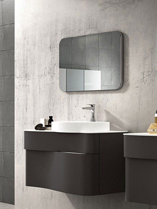 Зеркало Шампань-4 800х550 c подсветкой и диммером, часы+сенсор выкл, Azario Шампань - ФР-00001037