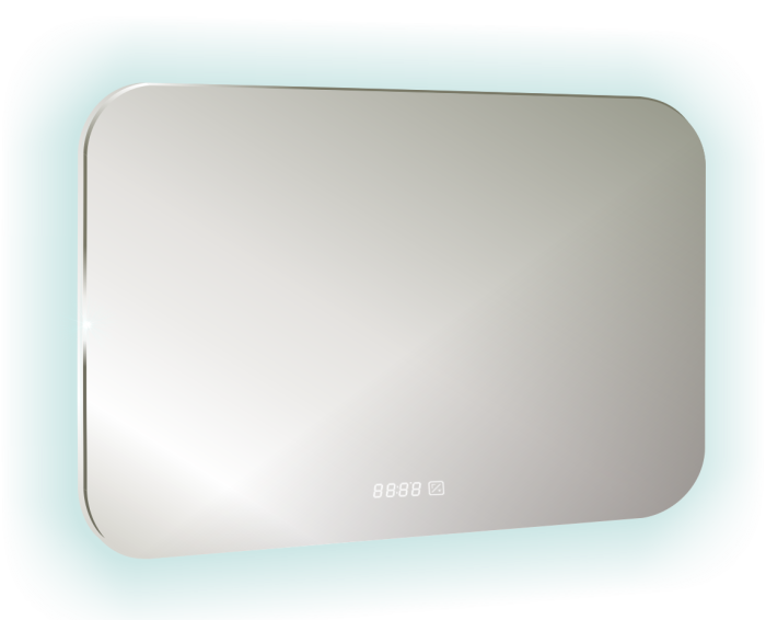 Зеркало Шампань-4 800х550 c подсветкой и диммером, часы+сенсор выкл, Azario Шампань - ФР-00001037