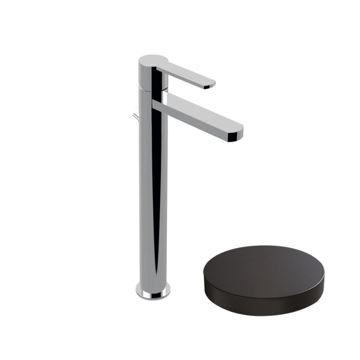 Высокий однорычажный смеситель для раковины, донный клапан, Giulini Surf, черный матовый арт. 5811ANO