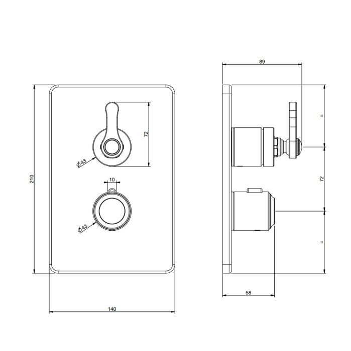 Смеситель встраиваемый, термостатический, с переключателем на 2 положения, внешняя часть, Gessi Venti20, brass pvd арт. 65135#710