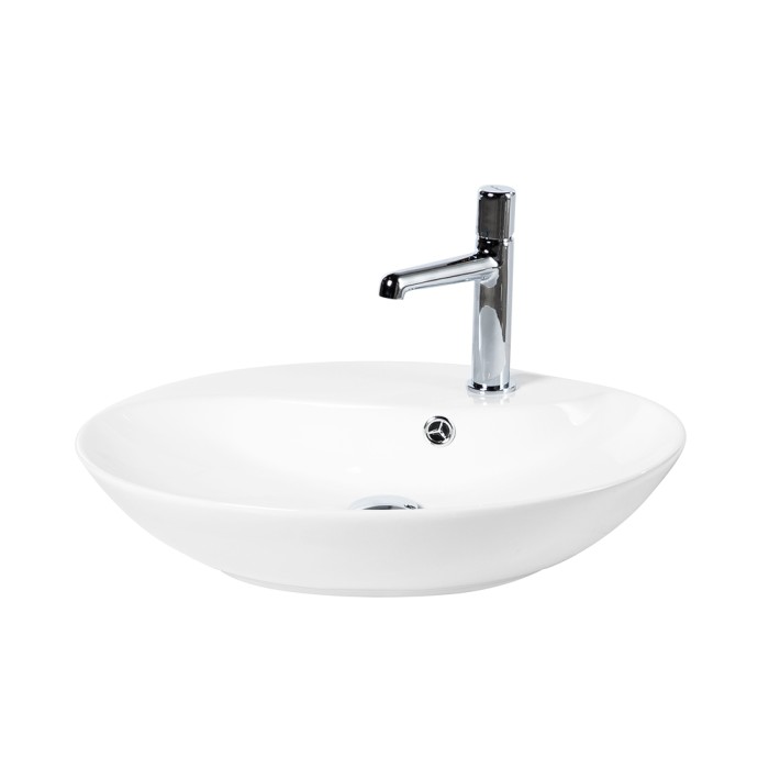 Раковина накладная керамическая 460x555x120, овальная, BelBagno, глянцевый белый арт. BB1370