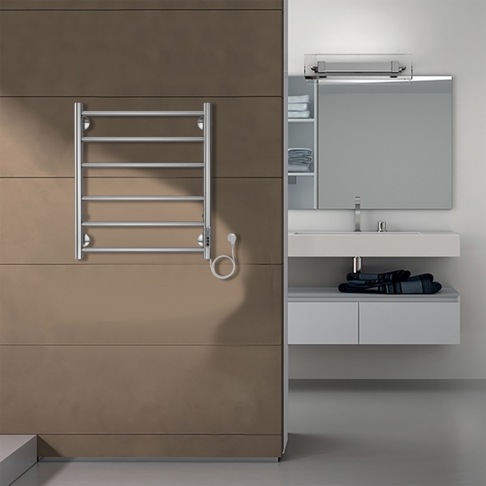 Полотенцесушитель электрический 500/600 6 секций, диммер справа, хром, Parma Azario - AZ10856