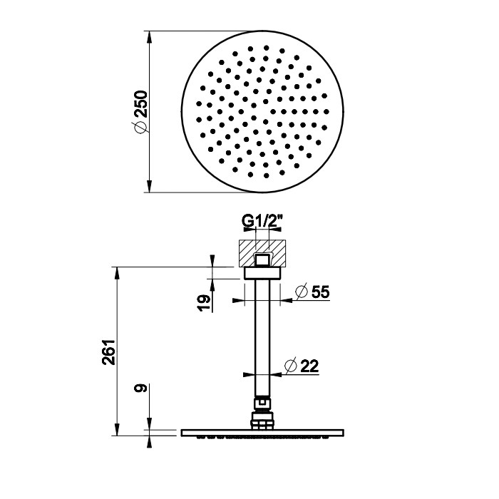 Душевая головка потолочная, поворотная с шарниром, Gessi Ingranaggio, хром арт. 63352#031
