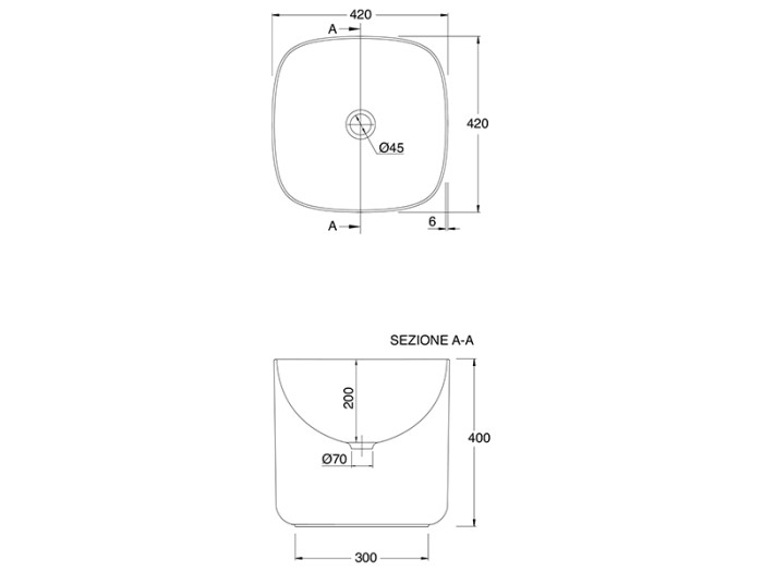 Раковина накладная, без перелива, без отверстий, цвет розовый матовый, Scarabeo Moon - 5503 54