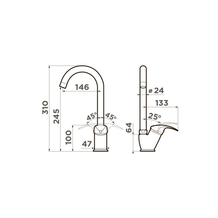 Смеситель для кухни Omoikiri Umi-AB-022 латунь, цвет античная латунь арт. 4994262