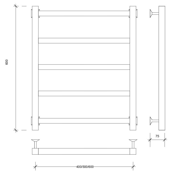 Полотенцесушитель водяной 60x40 Корато 1 (хром) Secado арт. 4603777470913