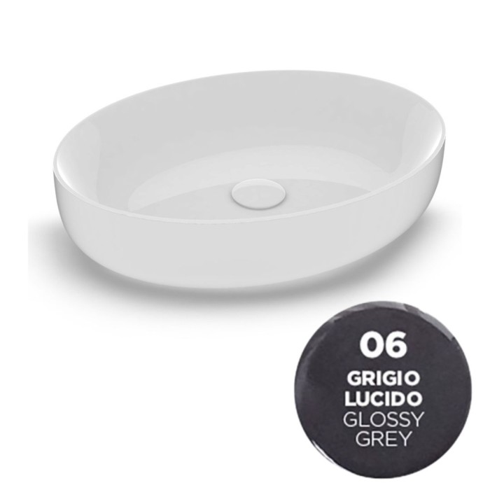Накладная раковина, 55x42xh14 см, Olympia ceramica Metamorfosi, серый глянцевый арт. MET42O6006