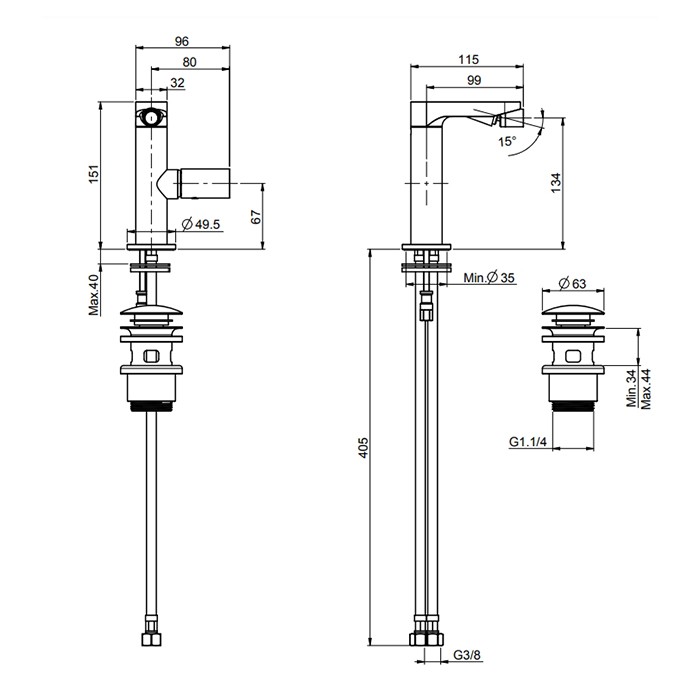 Fima Carlo Frattini Смеситель для биде, на 1 отв., Nomos Go, F4162CR цвет: хром