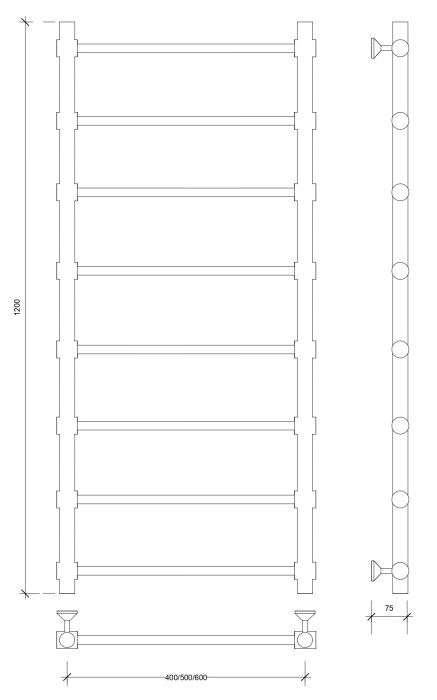 Полотенцесушитель водяной 120x60 Флоренция 2 (хром) Secado арт. 4603759404561