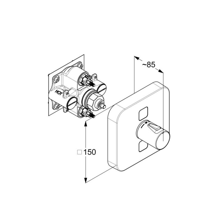Встраиваемый смеситель, push Kludi, хром - 389110538