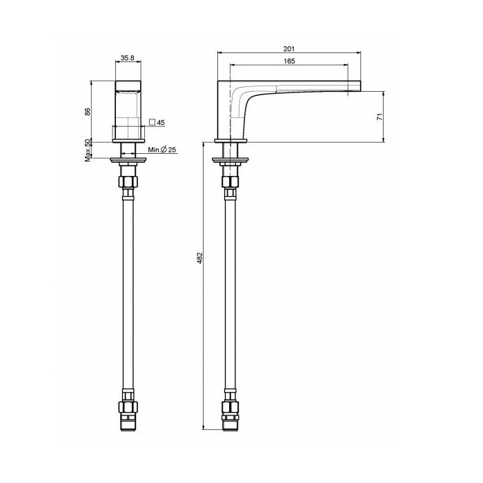 Fima Carlo Frattini Излив для монтажа на борт ванны 165мм, Fit, F2415NS цвет: черный
