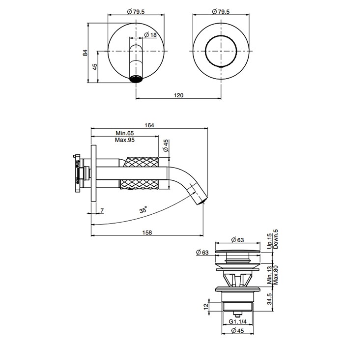Fima Carlo Frattini Смеситель для раковины, встраиваемый, излив: 15.8см., Spillo Tech, F3051TWX8XNS цвет: хром