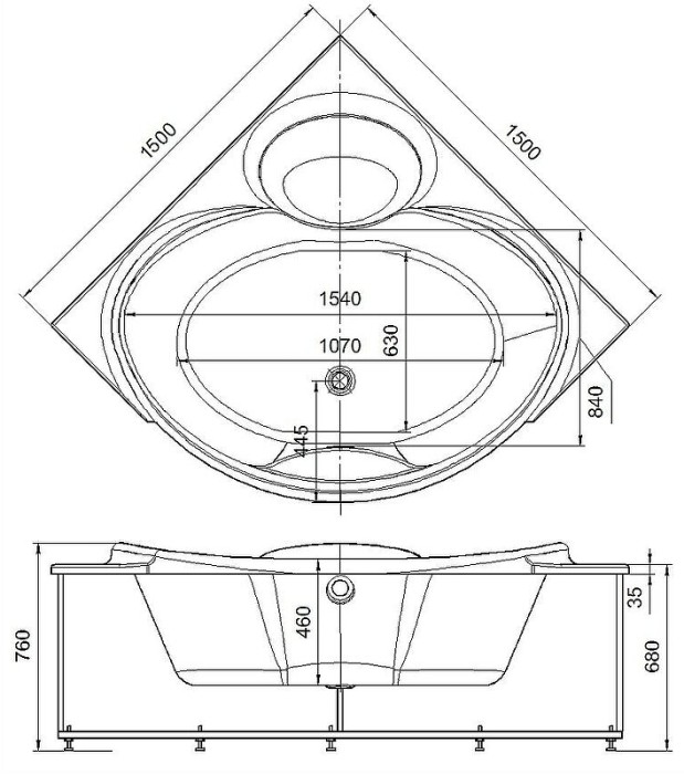 Ванна с фронтальным экраном (вклеенный каркас) Aquatek Эпсилон арт. EPS150-0000066