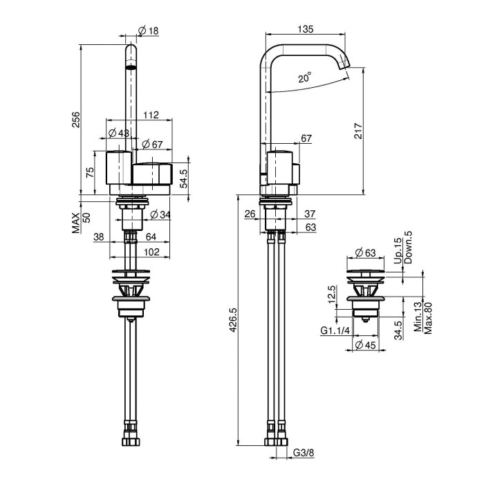 Fima Carlo Frattini Смеситель для раковины, 1 отв., So, F3171BOR цвет: золото