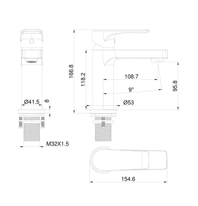 Смеситель для раковины, Wonzon & Woghand, WW-A40222-MB цвет: черный